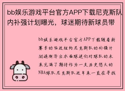 bb娱乐游戏平台官方APP下载尼克斯队内补强计划曝光，球迷期待新球员带来惊喜